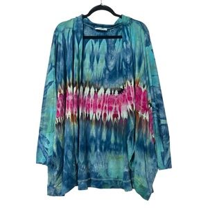 Zenana Outfitters Blue Tie-Dye Kimono